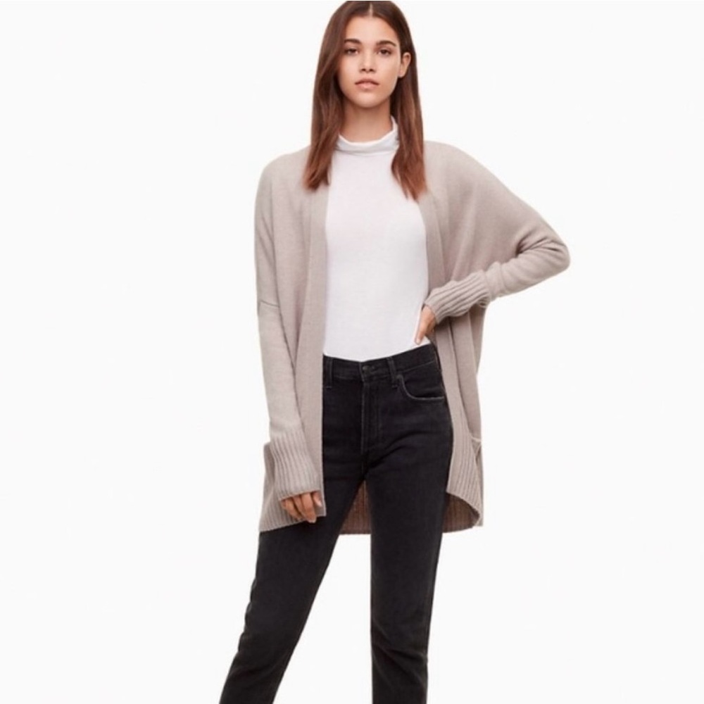 ARITZIA AZURE SKIES Charcoal Open-Front Angora & Cashmere Blend Cardigan - Picture 2 of 11